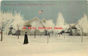 NV, Reno, Nevada, McKinley Park School, Winter Scene, EC Kropp No 2321
