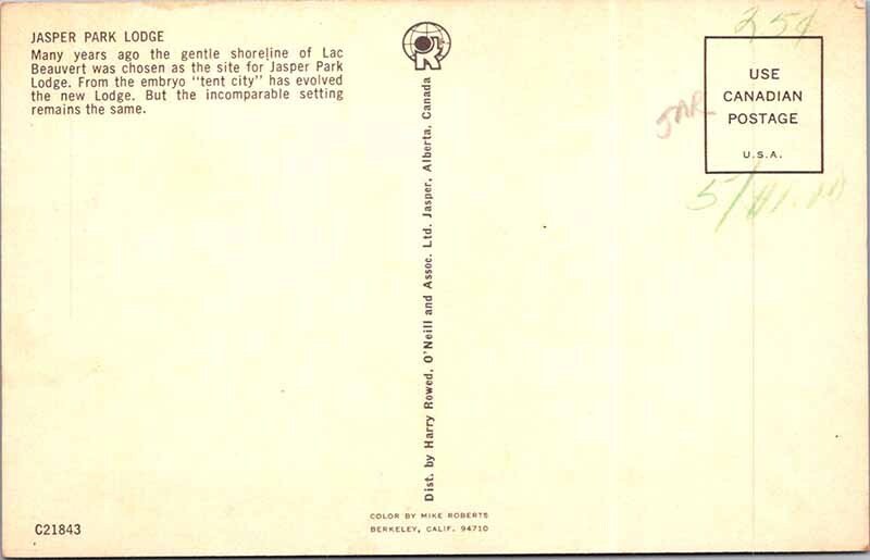 Postcard HOTEL SCENE Jasper Alberta AB AN4760