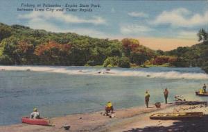 Iowa Cedar Rapids/Iowa City Fishing At Palisades Kepler State Park 1953 Curteich