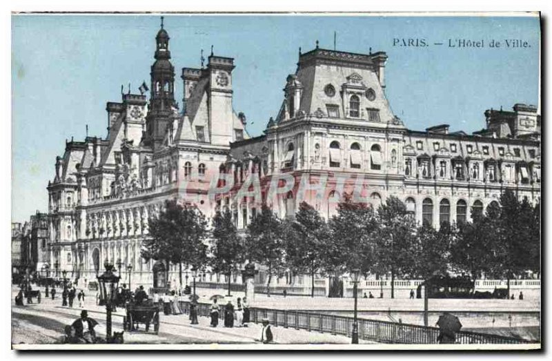 Old Postcard The Paris City Hall