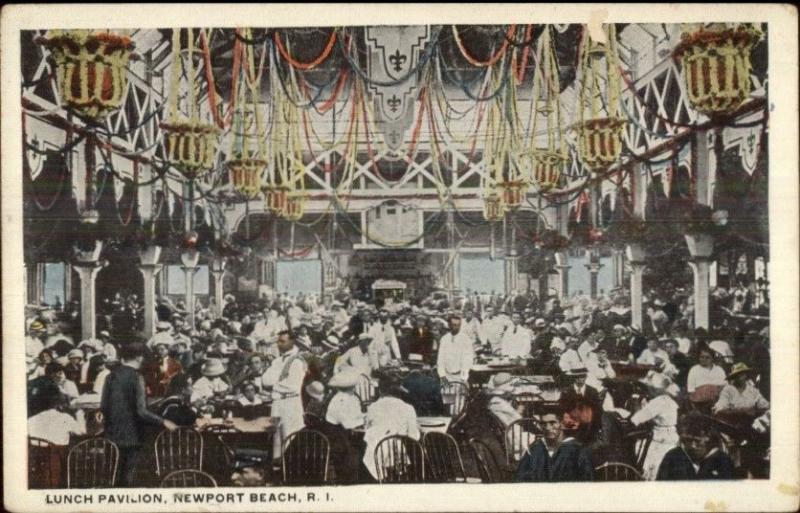 Newport Beach RI Lunch Pavilion c1920 White Border Postcard