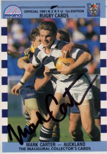 Mark Carter Auckland Team Rugby 1991 Hand Signed Card Photo