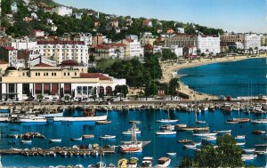 Sailing boats navigation themed postcard France Cannes harbour casino Croisette