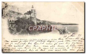 Old Postcard Monte Carlo Casino The Theater and map Terrasses 1899