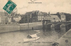 Navigation & sailing themed vintage postcard Bretagne Lannion St. Anne bridge