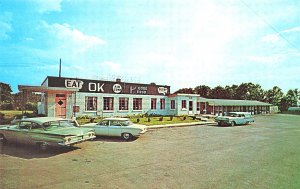 Morrow OH O.K. Motel & Restaurant 1950's Cars, Postcard