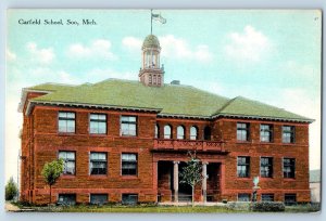 Soo Michigan MI Postcard Garfield School Building Exterior Scene c1910's Antique
