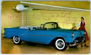 Advertising 1954 Oldsmobile NINETY EIGHT STARFIRE Convertible   Postcard