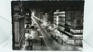 Vintage Rp Postcard Marseille at Night Hotel Bristol Glacier Grand Cafe 1950