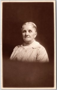 Old Woman White Grey Hair Head Shot Photograph Real Photo RPPC Postcard