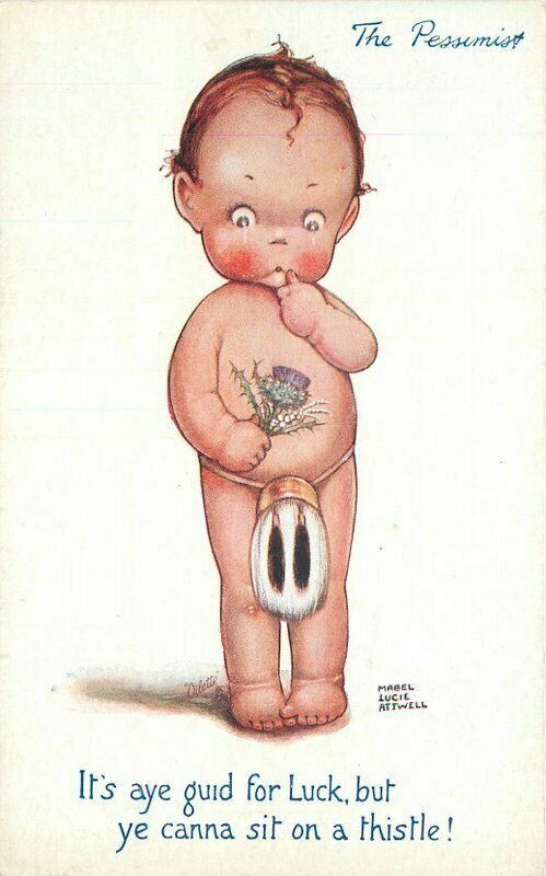 Tuck Atwell Pessimist Slots Child Thistle Comic Humor Oilette Postcard 21-7184