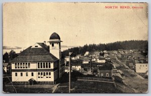 North Bend Oregon~Birdseye Downhill Into Town~Homes~Main Street~Coos Bay~c1910
