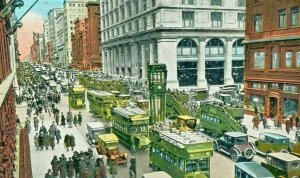 Postcard Early View of 5th Ave Traffic and Signal Tower in New York, NY.    T9