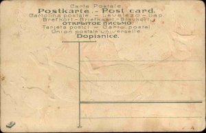 Easter Fantasy Rabbits Racing Decorated Egg Bodies c1910 Vintage Postcard