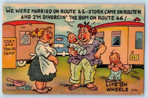 Humor Women Talking Life On Wheels I'm Divorcin The Bum On Route 66 Postcard