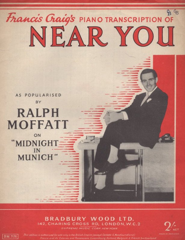 Near You Ralph Moffat 1950s Sheet Music