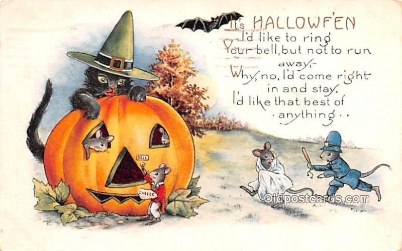 Halloween Post Card Old Vintage Antique Whitney Made Publishing 1923