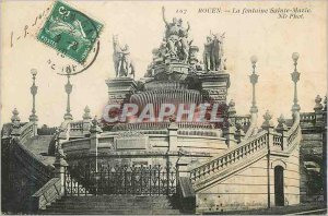 Old Postcard Rouen Fountain St. Mary