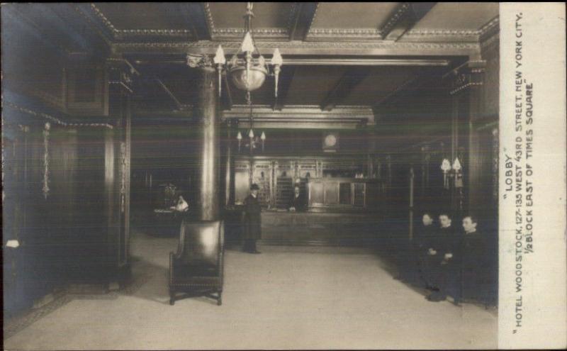 Manhattan New York City Hotel Woodstock Interior c1910 Real Photo Postcard #1