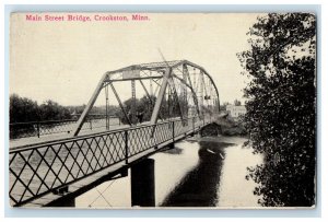 1912 Main Street Bridge, Crookston Minnesota MN Posted Antique Postcard