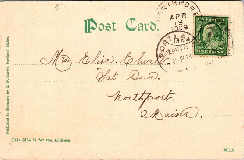 Maine General Hospital Antique Postcard PM Cancel UDB WOB Note Germany 1c Stamp 