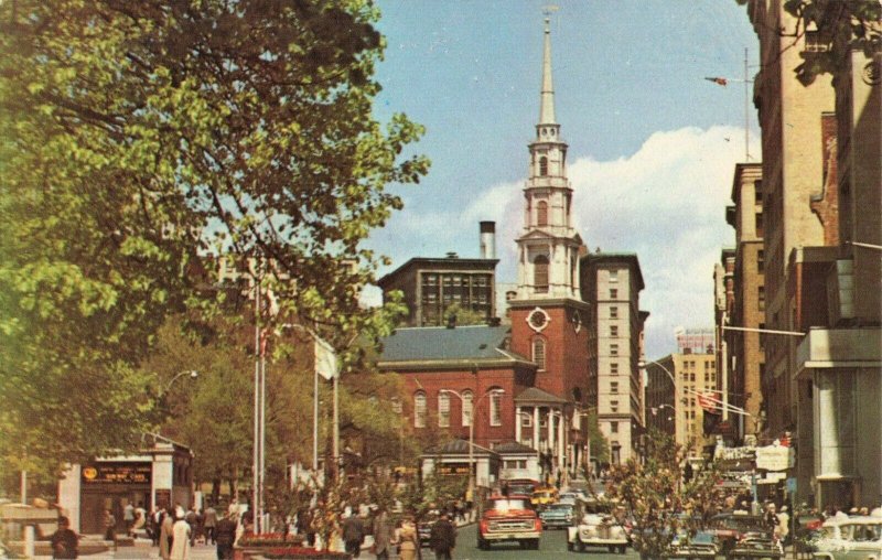 Postcard Tremont Street and Boston Common Mall Massachusetts