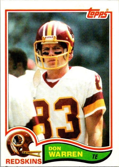 1982 Topps Football Card Don Warren Washington Redskins sk8976