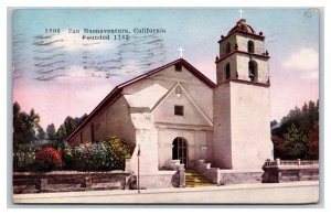 San Buenaventura Mission Ventura California DB Postcard O14