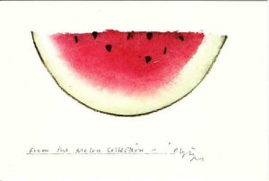 From the Melon Collection by Christopher Hewat 1977 Watermelon Art Postcard