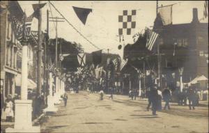 Decorated Street w/ Flags c1910 Real Photo Postcard COOPERSTOWN CANCEL