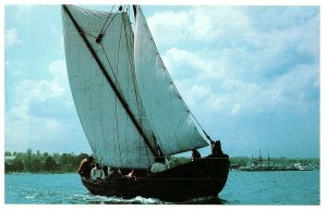 Replica Trading Sailboat Plymouth Plantation Museum Souvenir Postcard