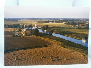 Large Postcard Aerial View of Two Windmills & River at Thurne Norfolk Broads