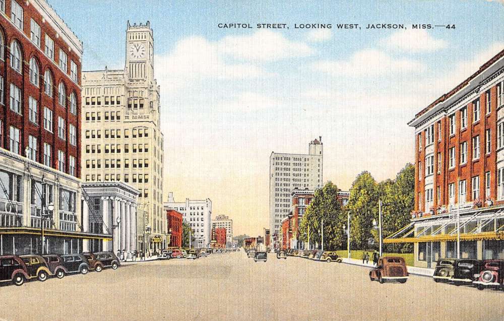 Jackson Mississippi Capitol Street Scene Historic Bldgs Antique