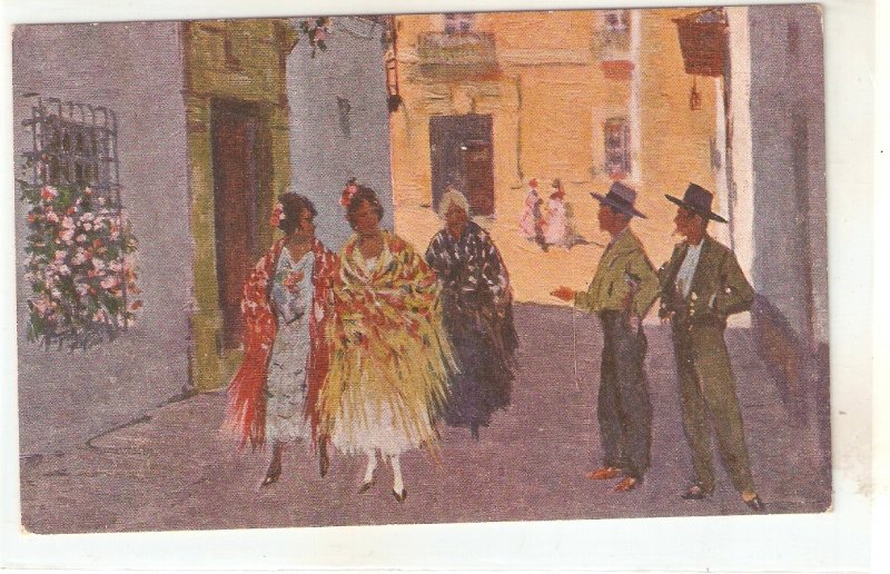 M. Bertuchi.  El Piropo. The Flattery Fine art, painting, vintage Spanish PC