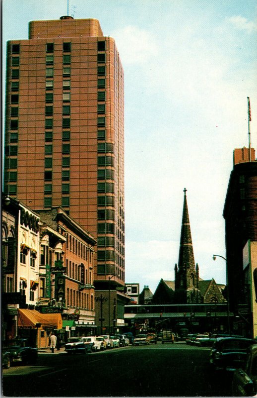 Vtg 1950s Downtown Denver Street View Brown Palace Church Colorado CO Postcard