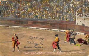 Juarez Mexico 1914 Postcard Bull Fight Matador Receiving Applause