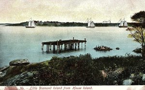 C.1910 Little Diamond Island from House Island Portland, Me. Postcard P127