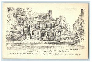 c1940's Read House New Castle Delaware DE, Artist Signed John Moll Postcard 