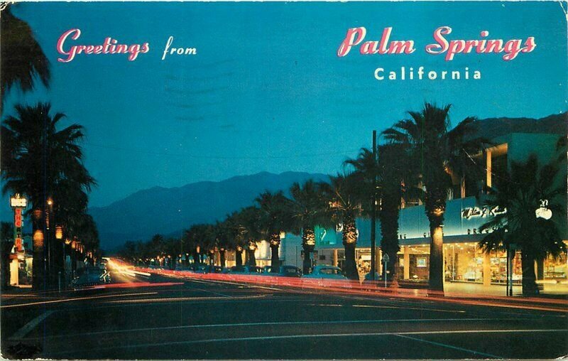 Picturesque Palm Canyon Drive Night Palm Springs California Postcard 20-2780