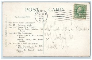 1919 Christmas Greeting Candle Lights Shepherd Camel Berries Trenton NJ Postcard