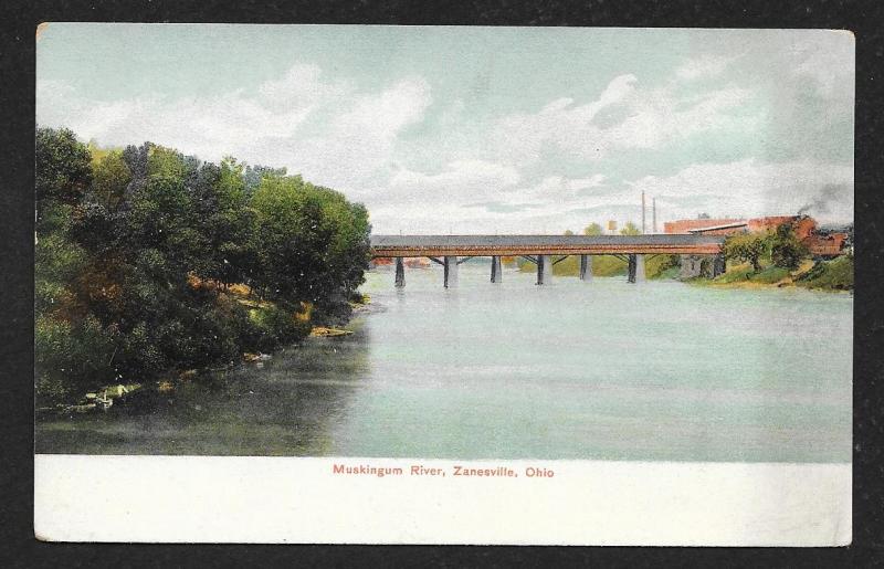 Water View Muskingum River Zanesville Ohio Unused c1905