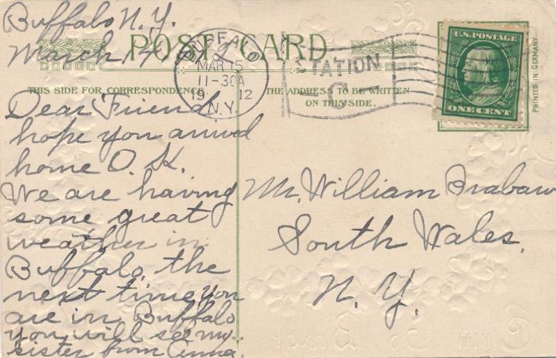 St Patrick's Day Greetings M'Swine's Castle Rathmullan Co Donegal Ireland pm1912