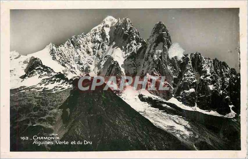 Old Postcard Chamonix Needles Green and Dru