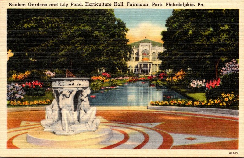 Pennsylvania Philadelphia Fairmount Park Horticultural Hall Sunken Garden and...