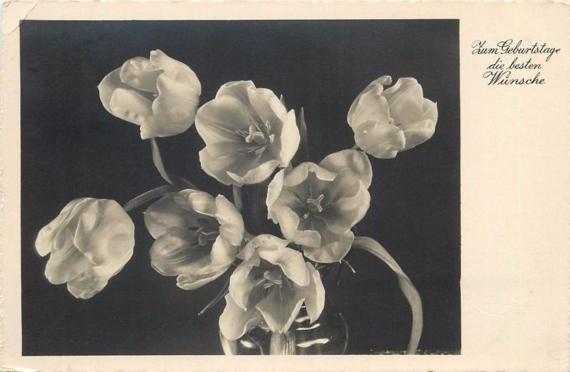 Flowers 1937 Switzerland photo postcard