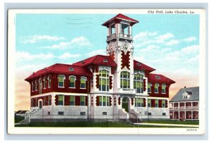 Vintage City Hall, Lake Charles, LA. Postcard F143E