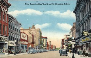 Richmond Indiana IN Rexall Street Scene Vintage Postcard