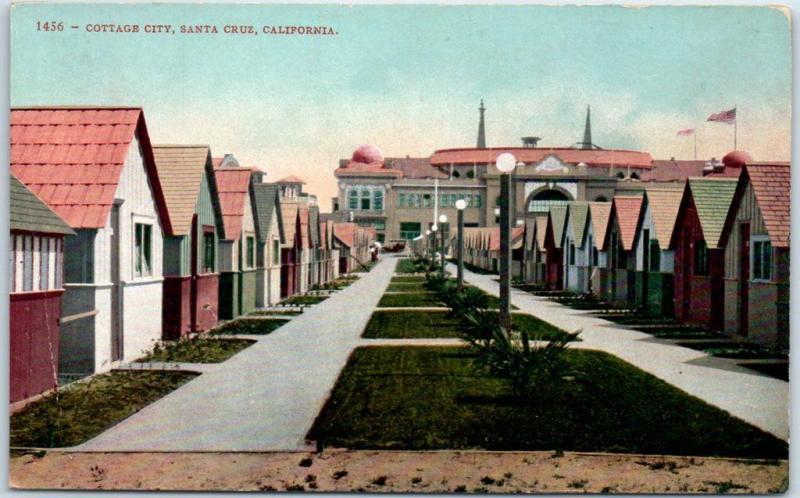 Santa Cruz California Postcard Cottage City Colorful Cabins