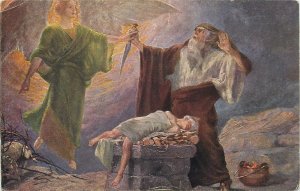 Religious art Postcard Old Testament biblical scene Isaac's sacrifice