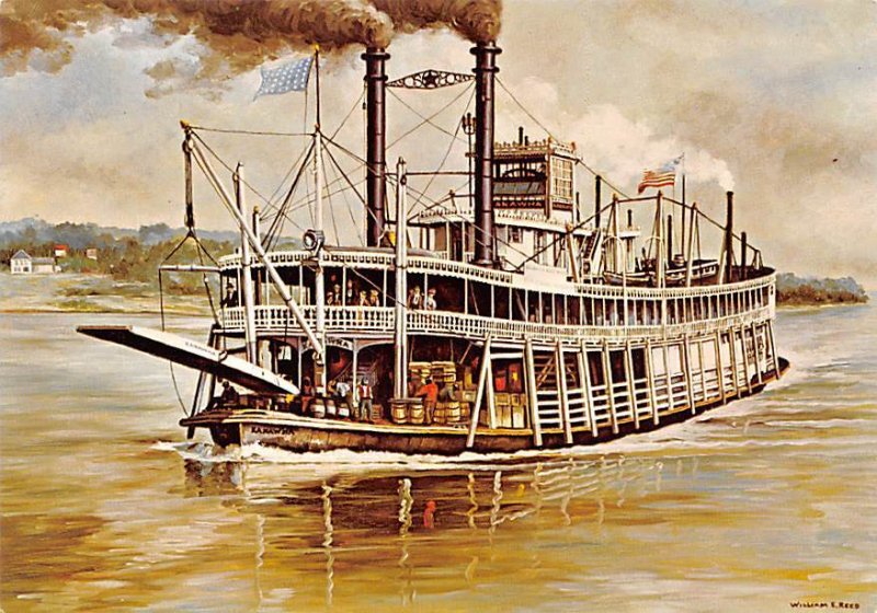 Kanawha River Steamship, Excursion Boat Painting Ferry Boat Ship 